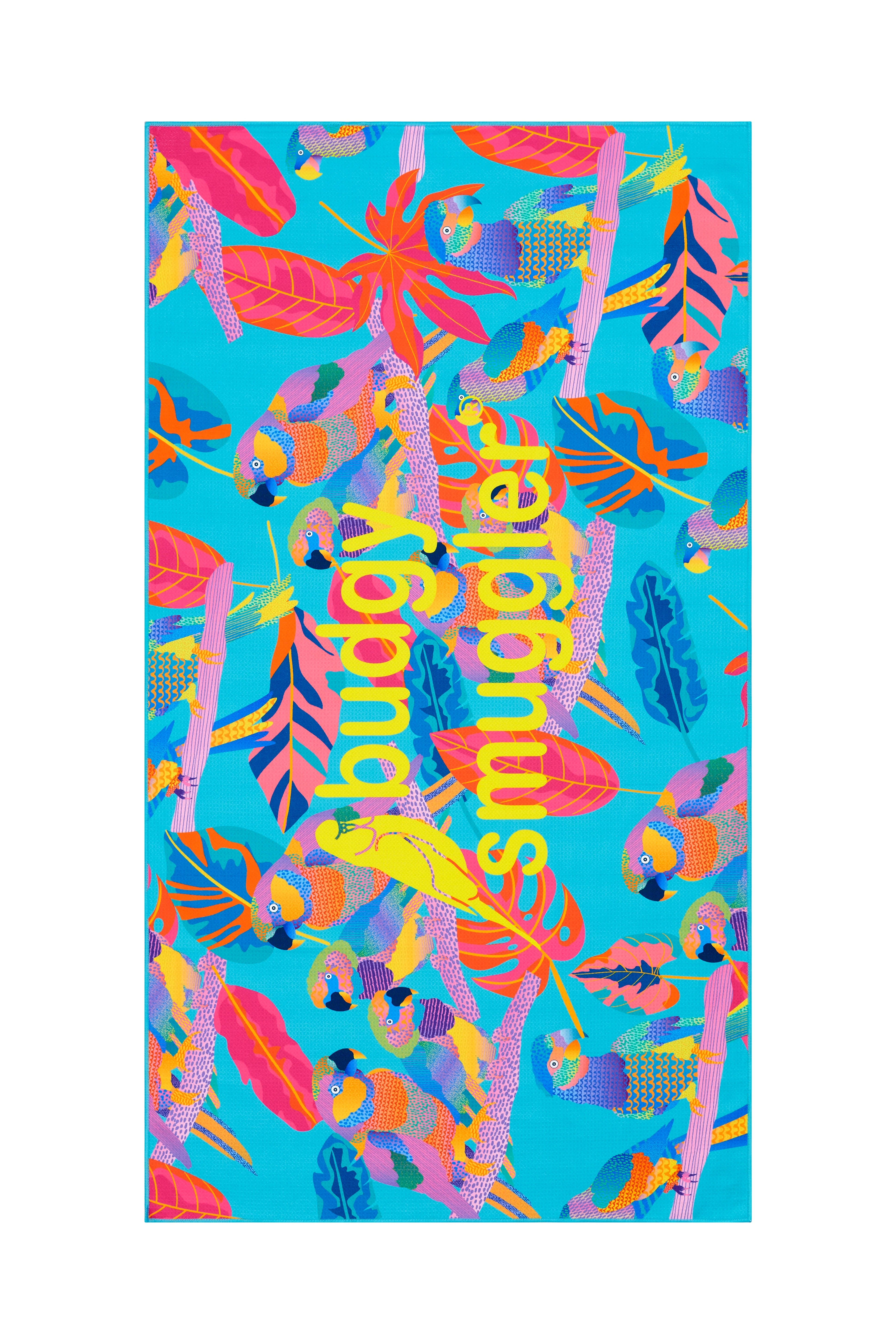 Double Sided Towel in Techno Parrots