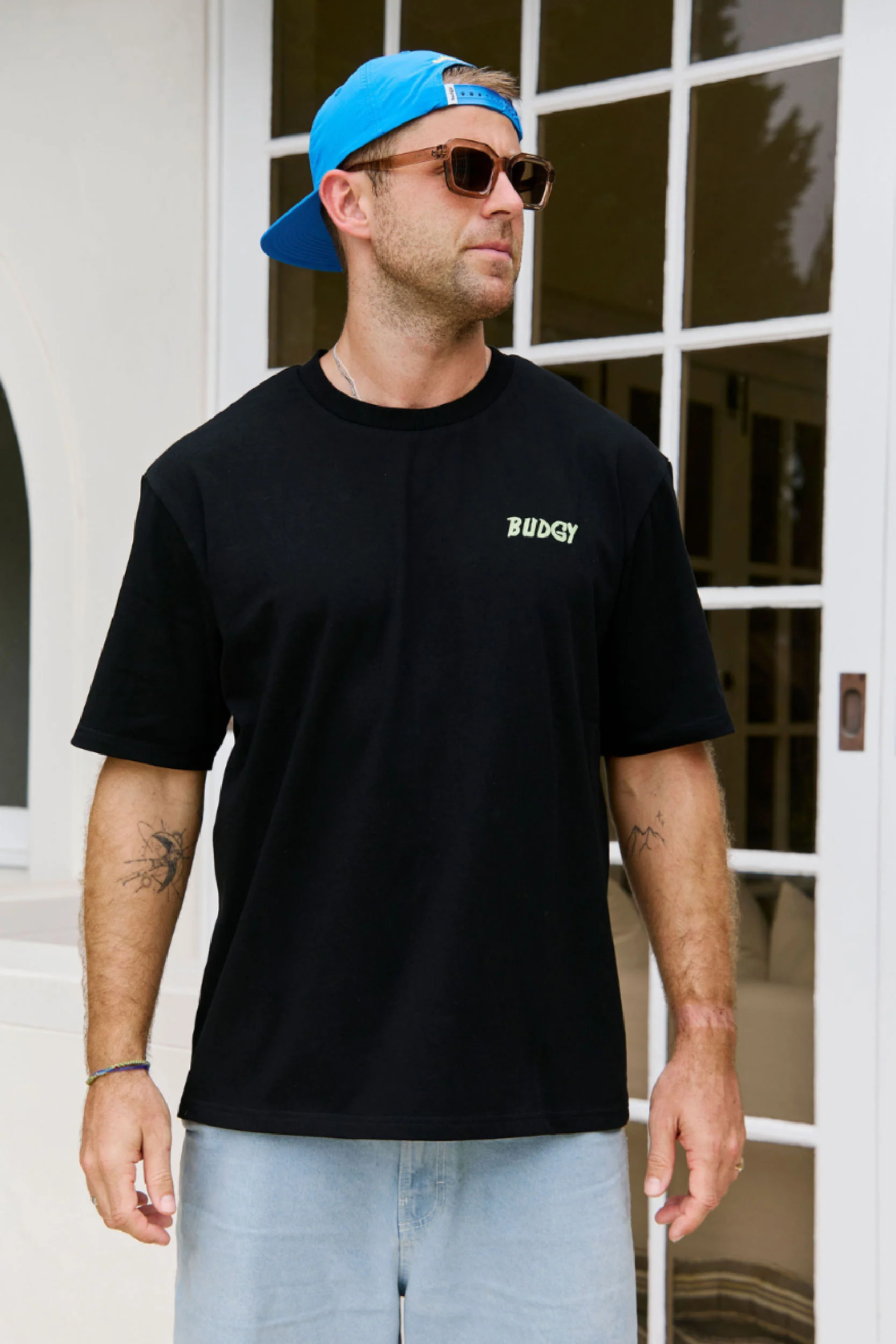 Heavyweight Black Tee in Crocodile - Image 2