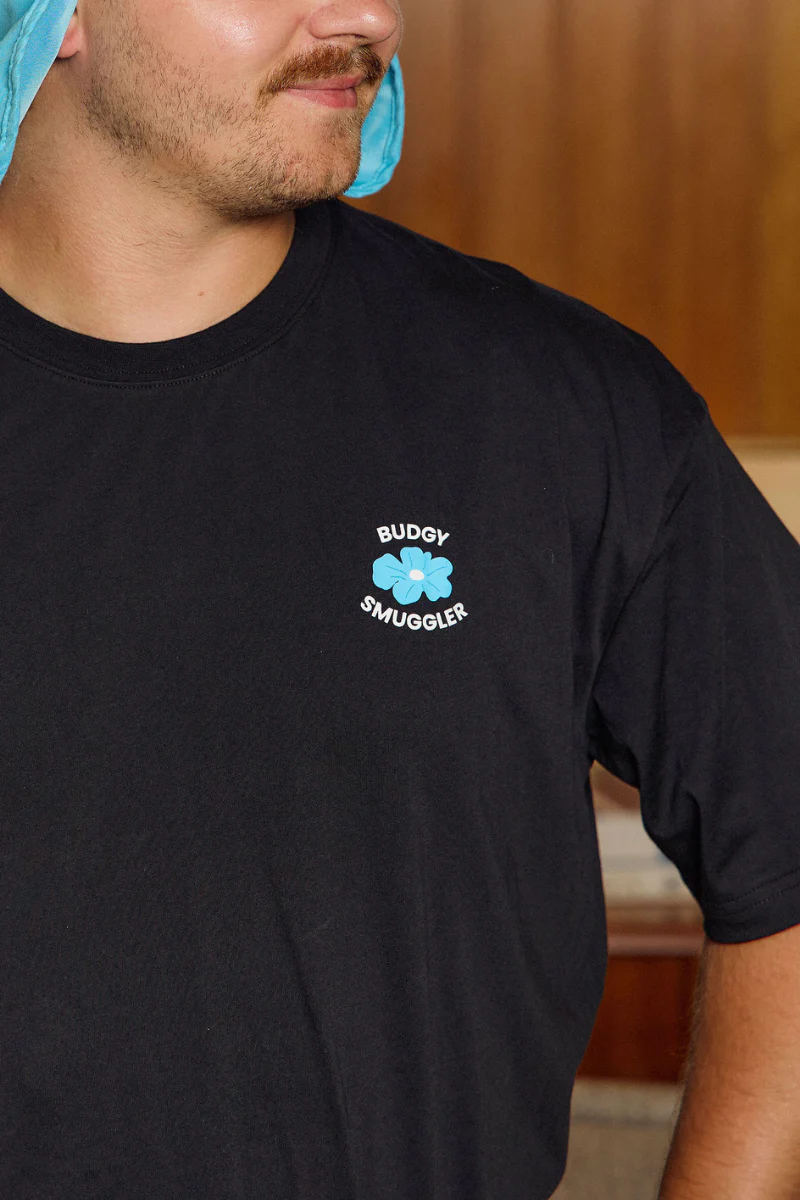 Lightweight Black Tee with Flowers - Image 4