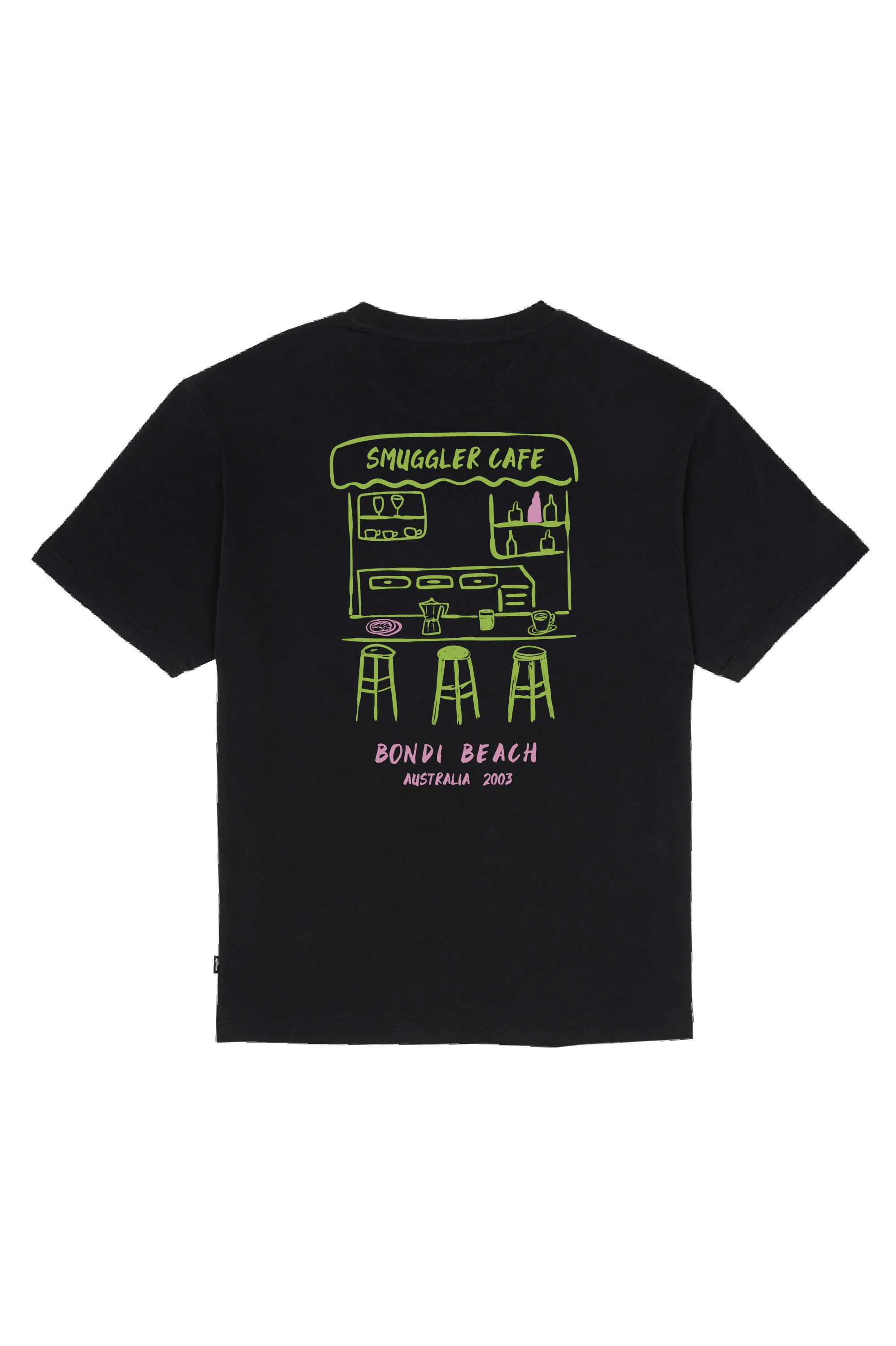 Lightweight Black Tee with Smuggler Cafe