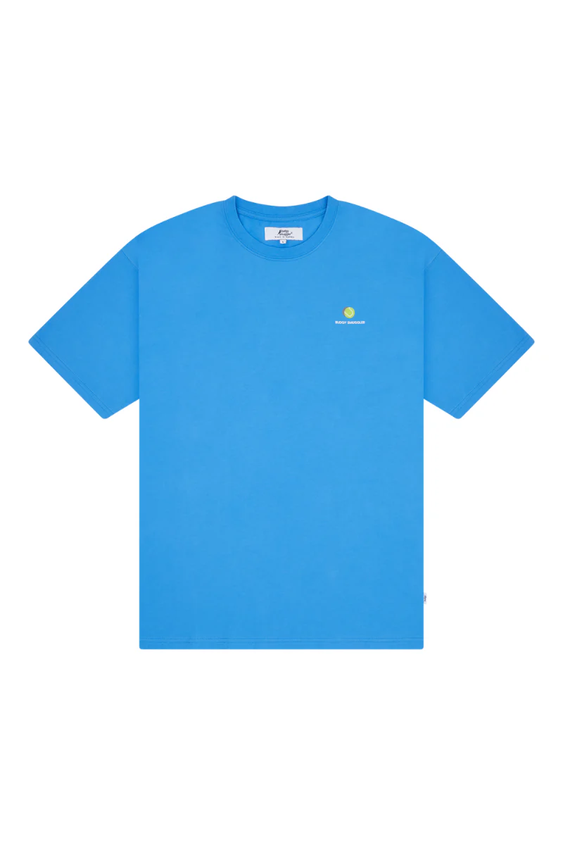 Lightweight Blue Tee in Tennis Court - Image 3