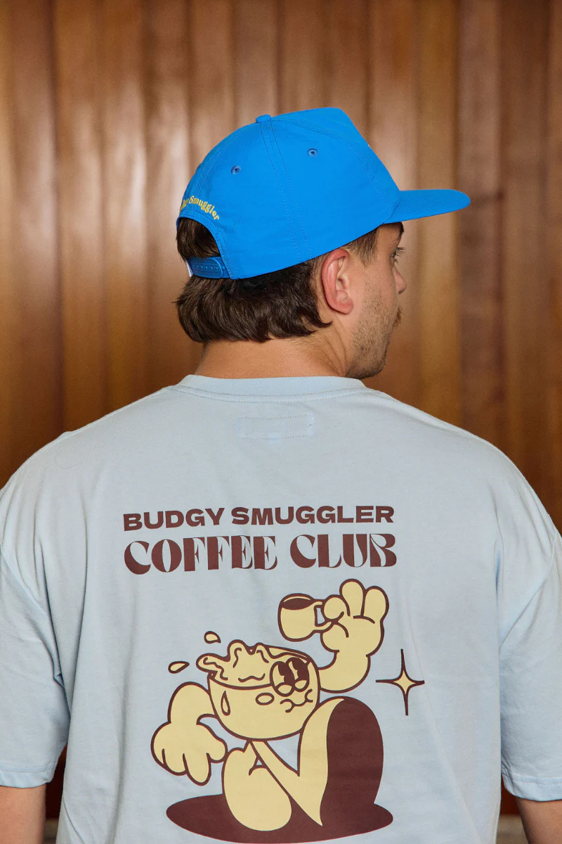 Lightweight Light Blue Tee with Coffee Club - Image 2