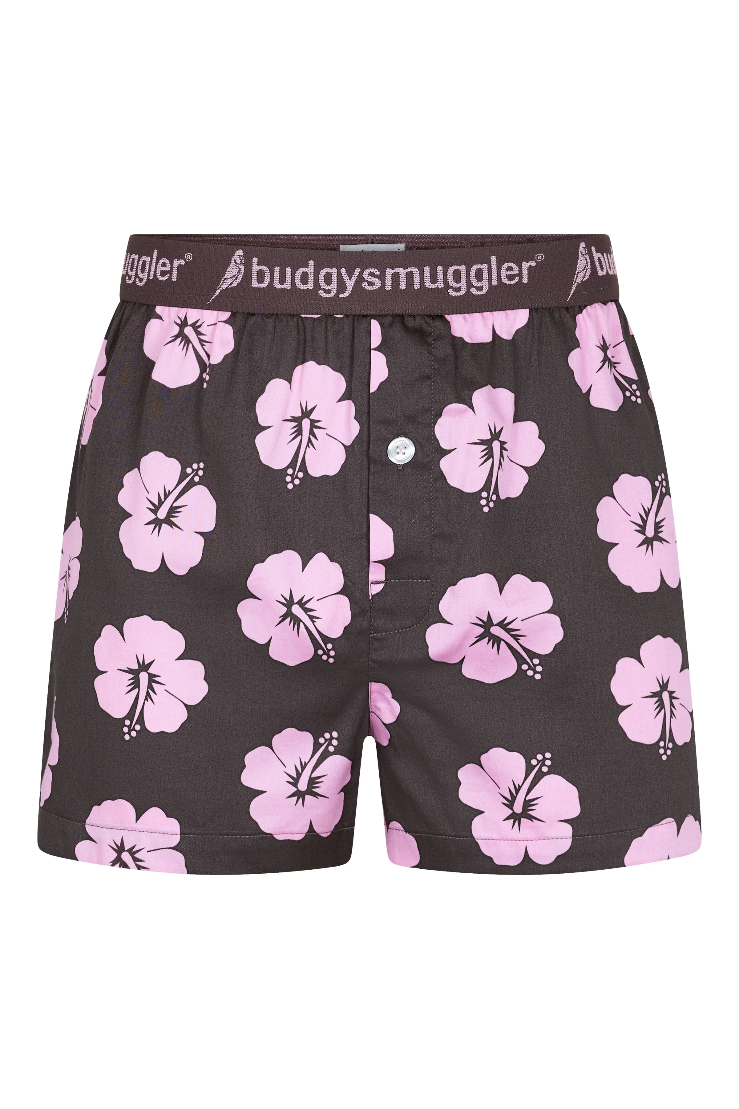 Men's Pyjama Set in Brown and Pink Hibiscus - Image 8