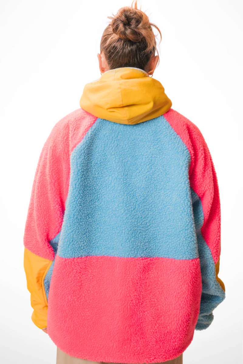 Retro Polar Fleece in Blue, Pink and Warm Yellow - Image 5