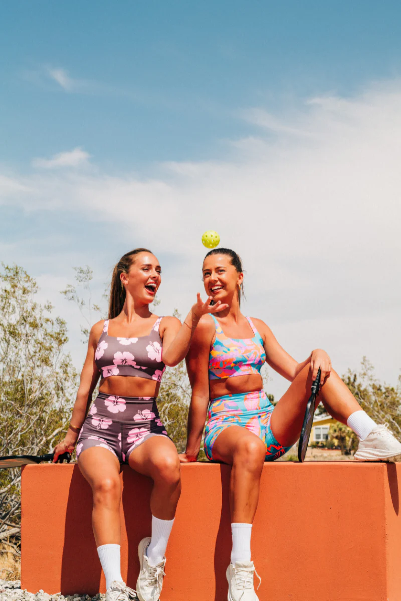 Sports Bra 2.0 in Brown and Pink Hibiscus - Image 8