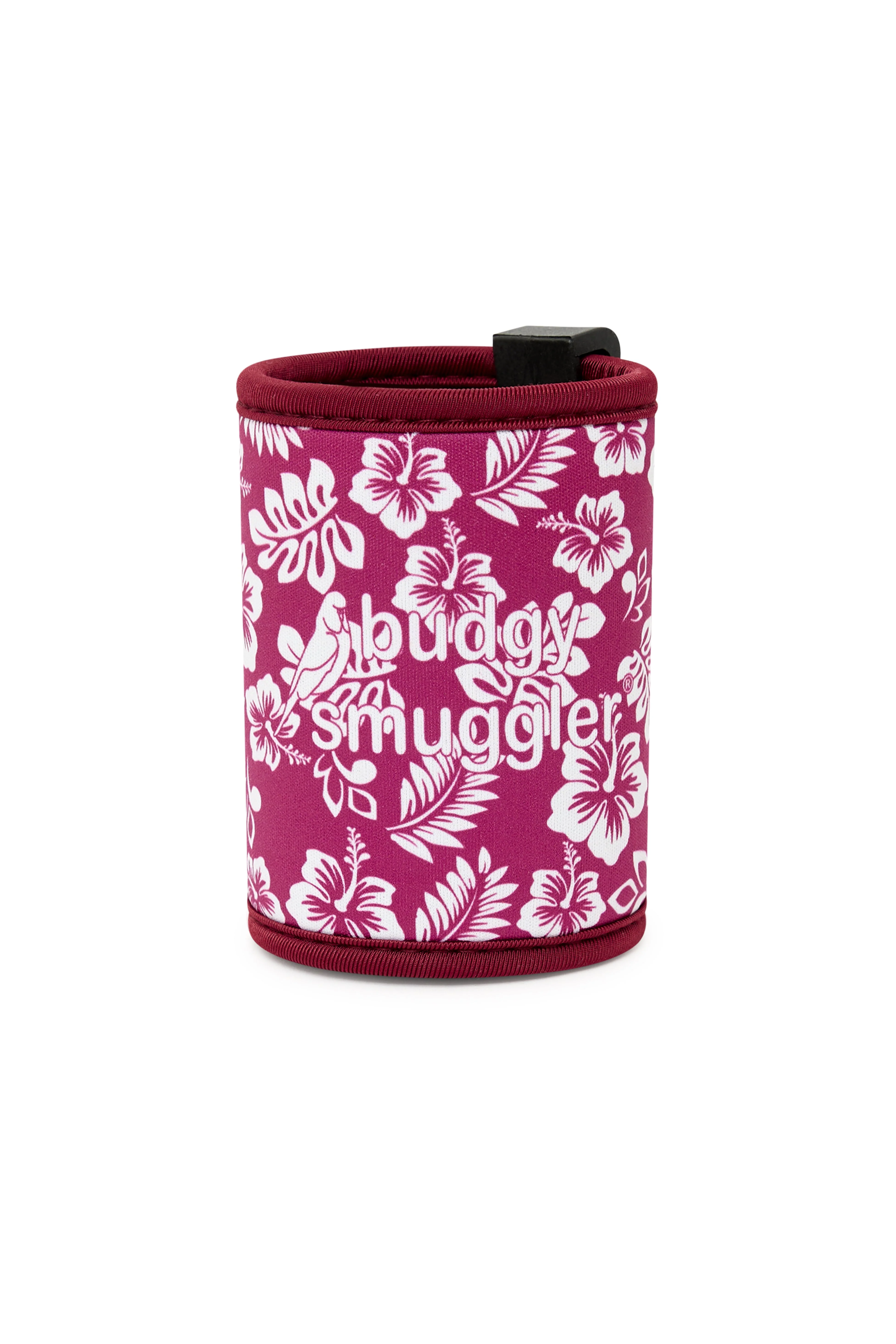 Stubby Holder in Maroon Hibiscus