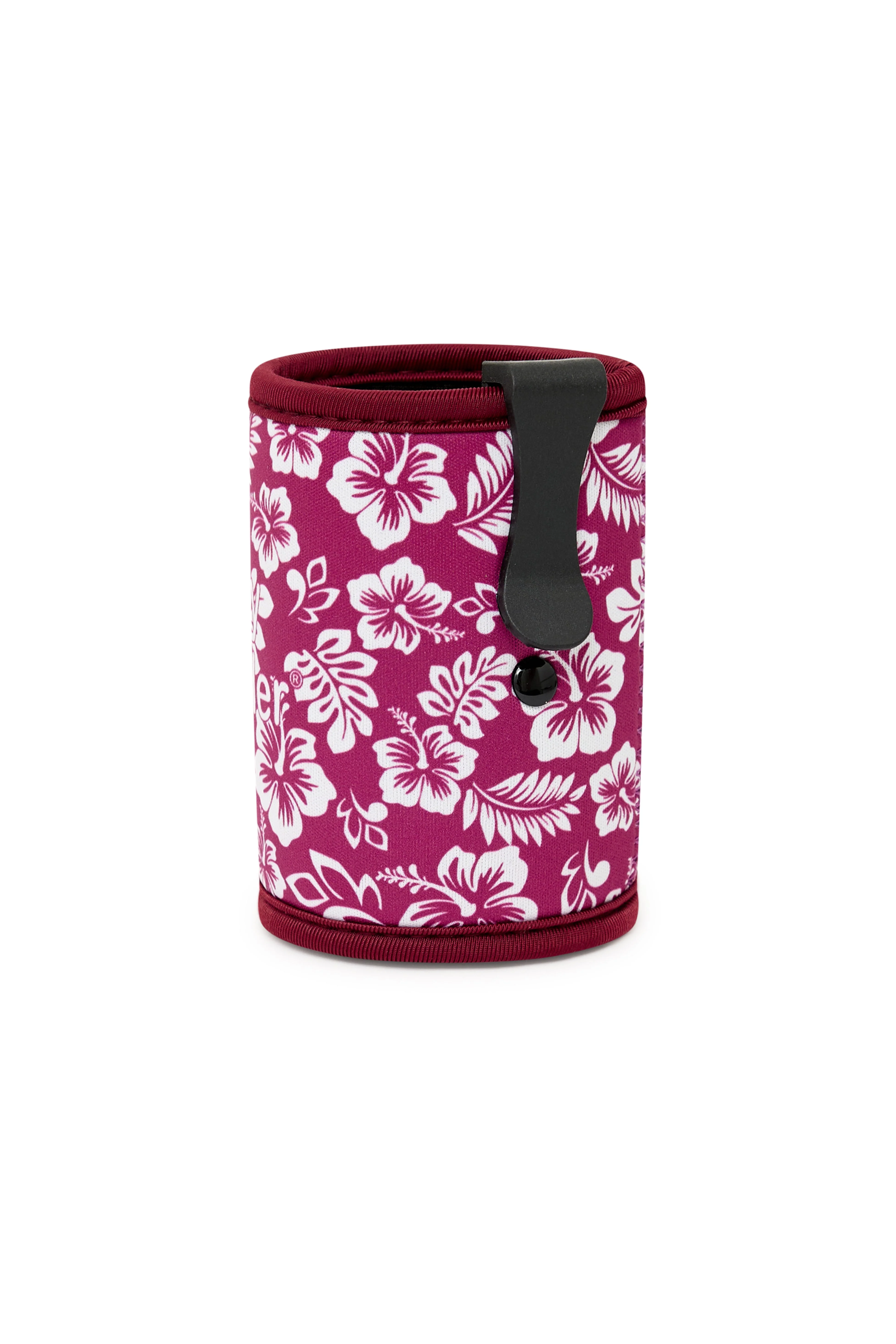Stubby Holder in Maroon Hibiscus - Image 2