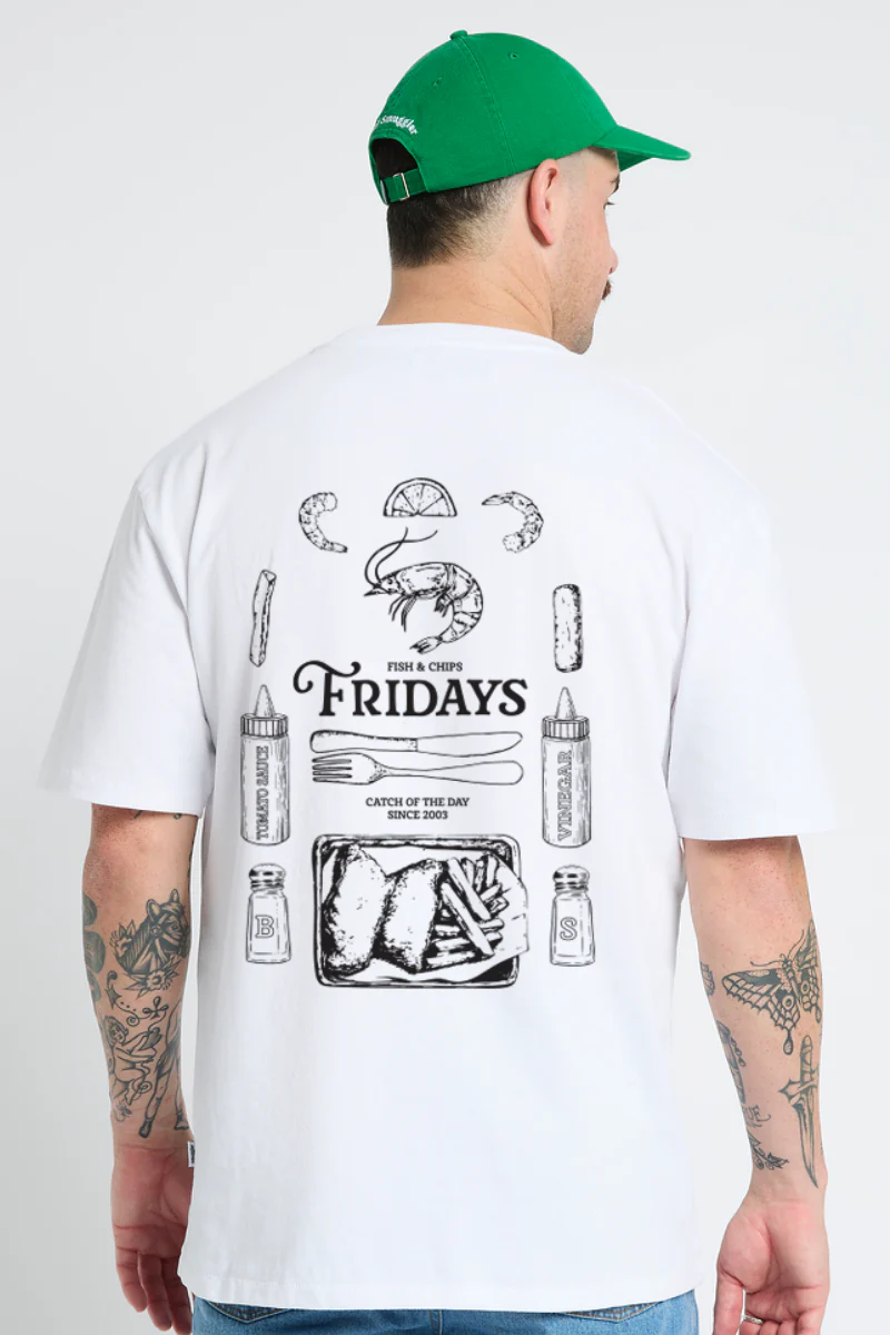 White Tee in Fish and Chip Fridays - Image 4