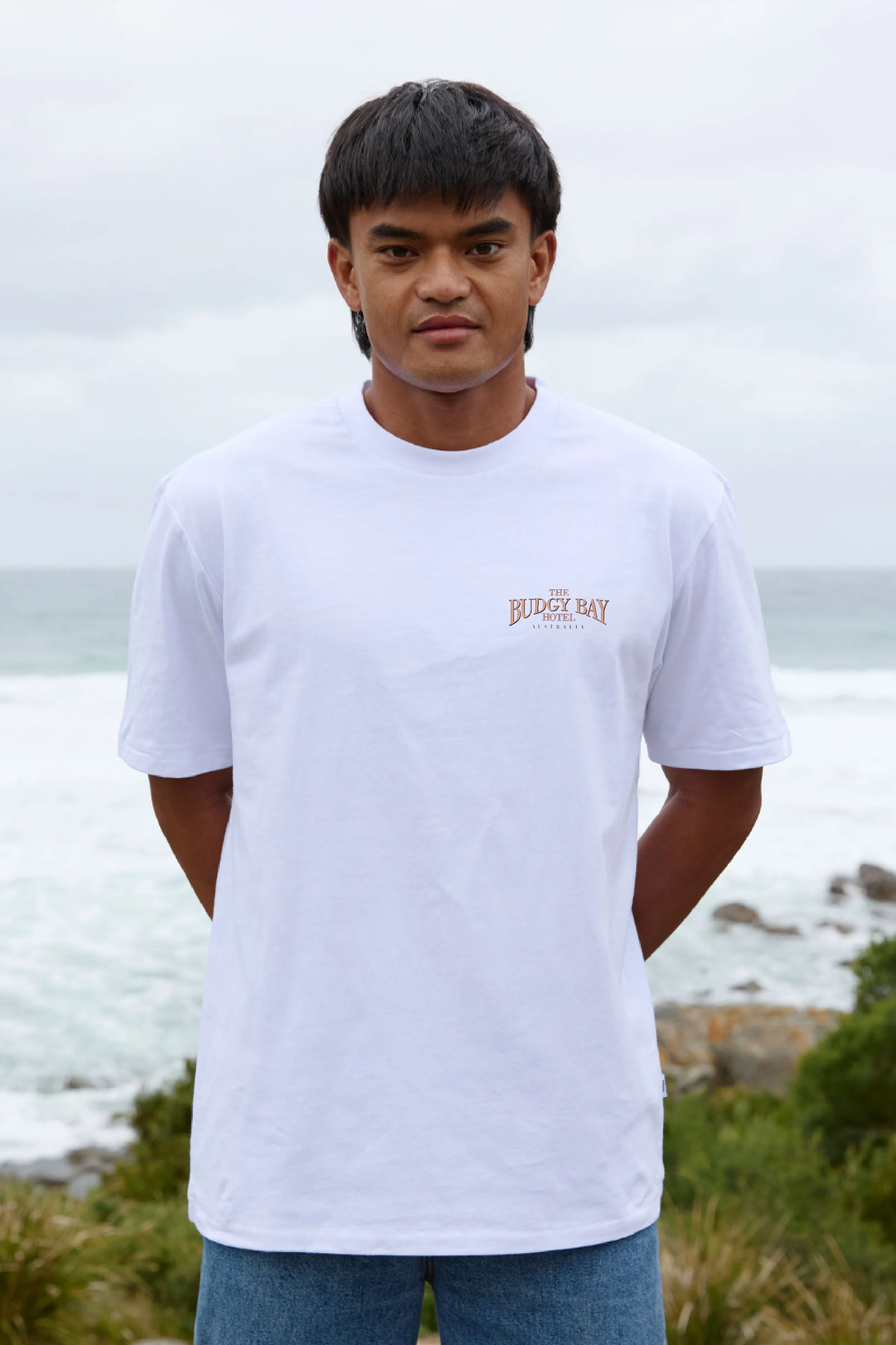 White Tee with Budgy Bay Hotel - Image 2