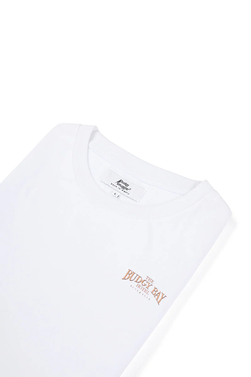 White Tee with Budgy Bay Hotel - Image 3