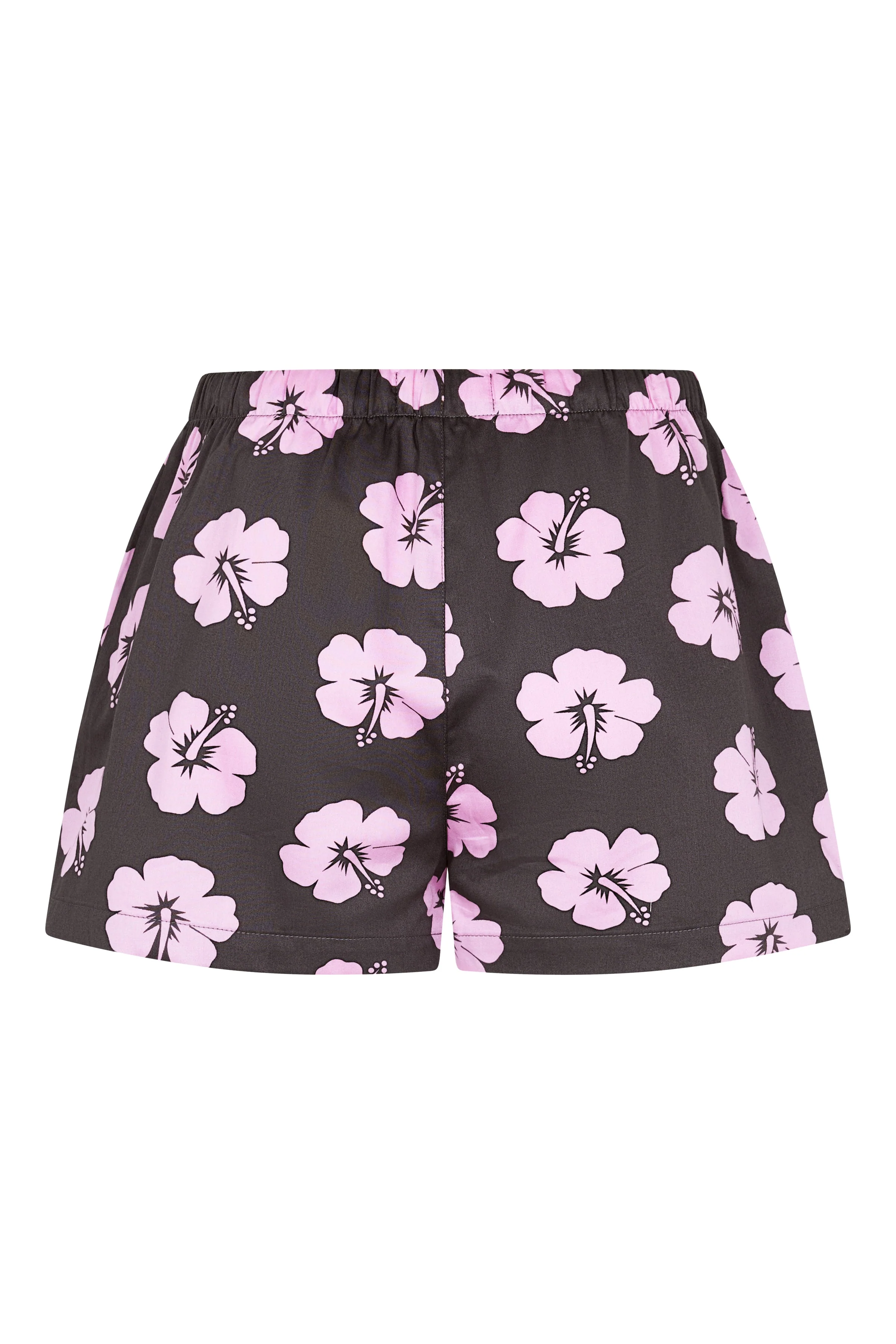 Women's Pyjama Set in Brown and Pink Hibiscus - Image 7